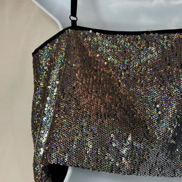 Glamorous Sequin Stitched Floral Embellished Women's Top Size M - Picture 2 of 10